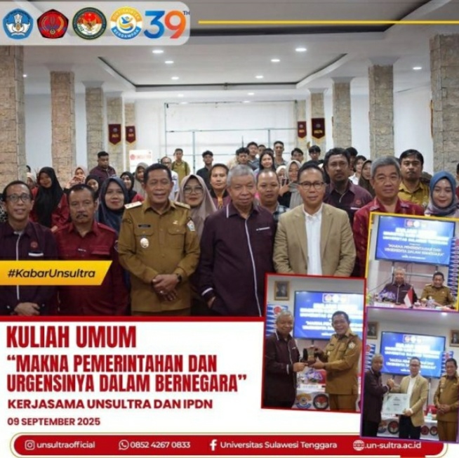 Direktur Pascasarjana IPDN Prof Muhadam Bakar Semangat Mahasiswa Unsultra Lewat Kuliah Umum Inspiratif